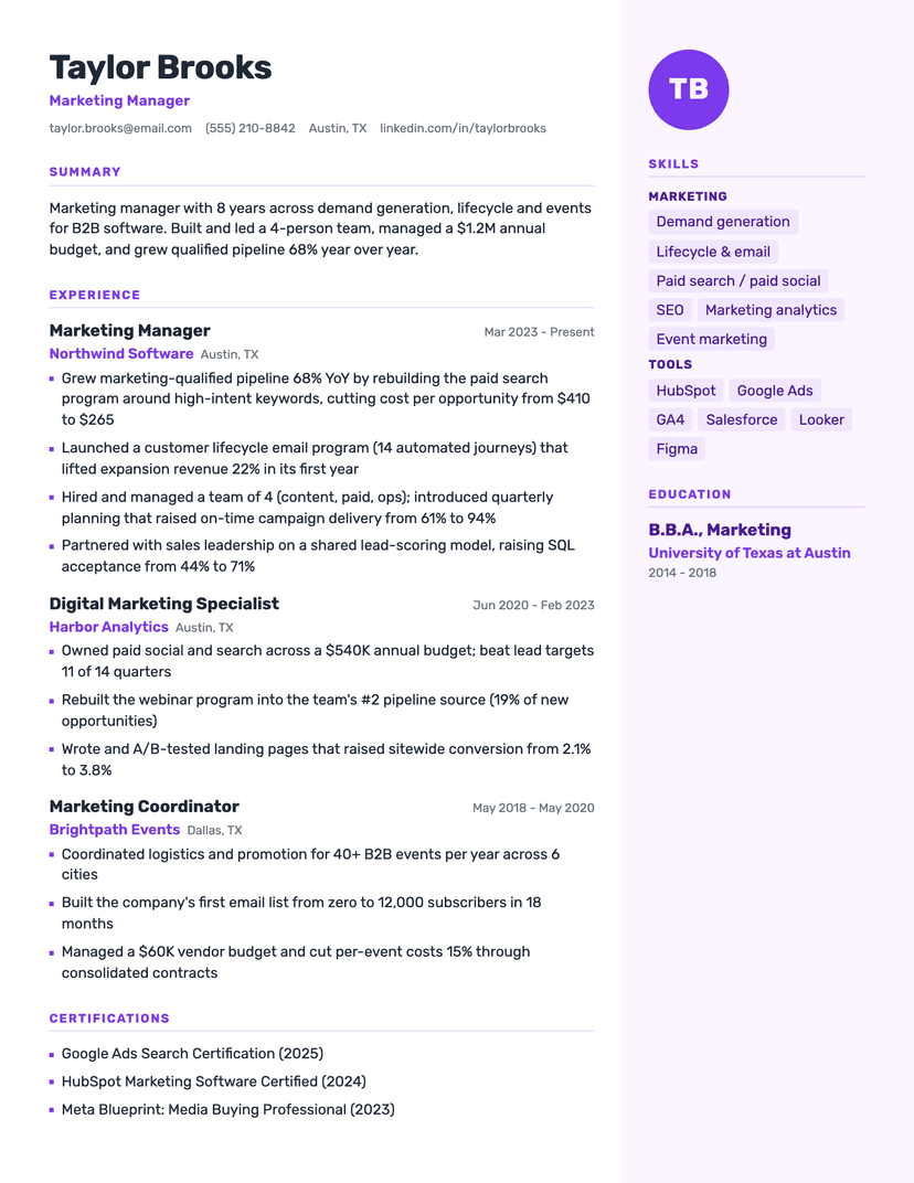 Aperture resume template — ATS-friendly, free Word, PDF and Google Docs download
