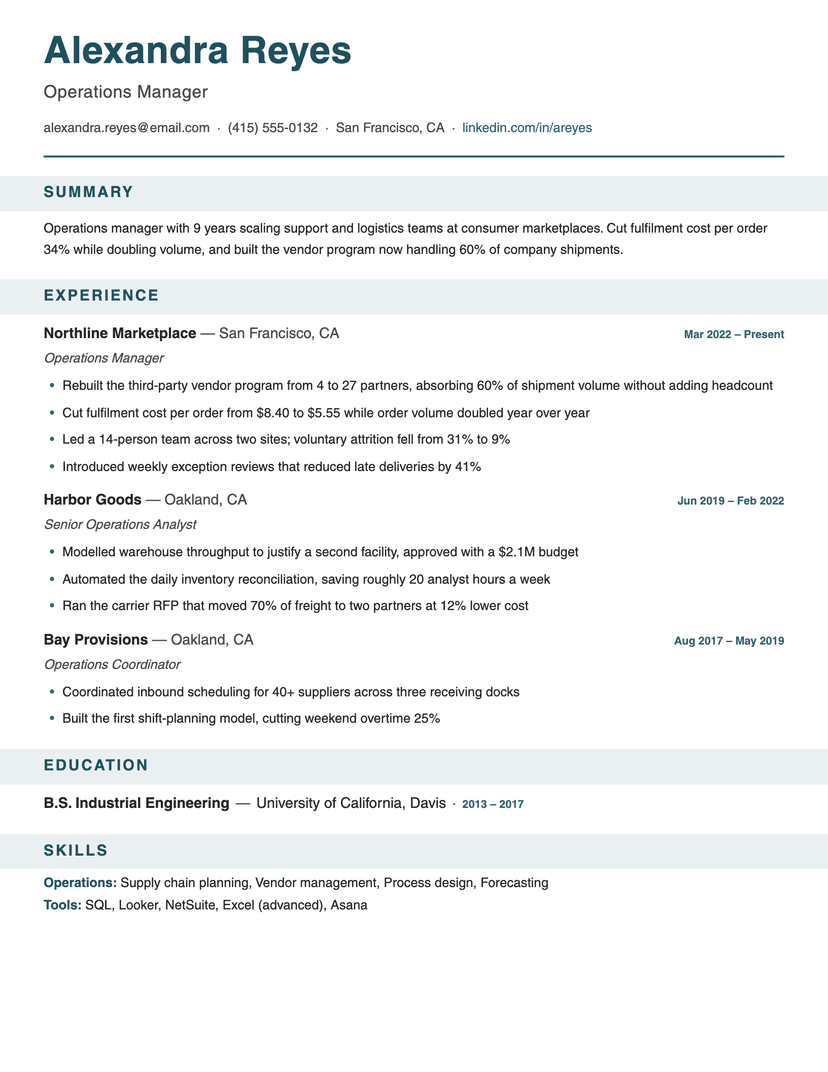 Banner resume template — ATS-friendly, free Word, PDF and Google Docs download
