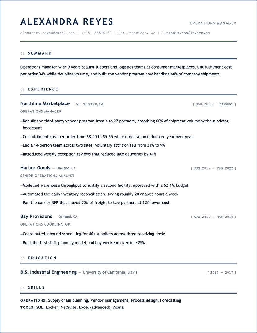 Blueprint resume template — ATS-friendly, free Word, PDF and Google Docs download