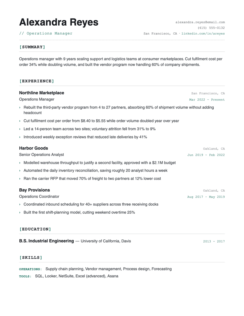 Bracket resume template โ ATS-friendly, free Word, PDF and Google Docs download