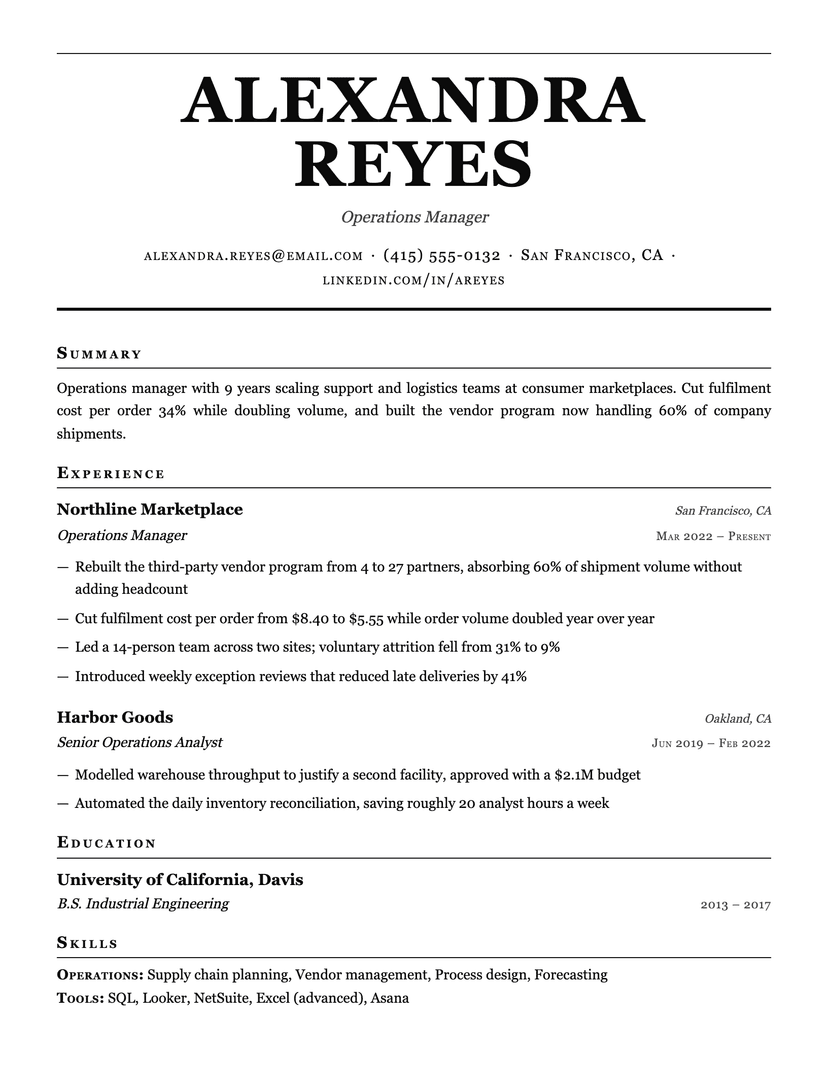 Broadsheet resume template — ATS-friendly, free Word, PDF and Google Docs download