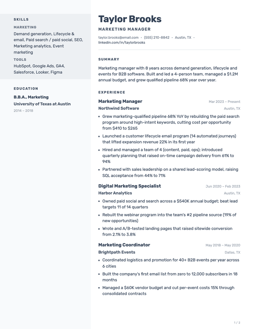 Cadence resume template — ATS-friendly, free Word, PDF and Google Docs download