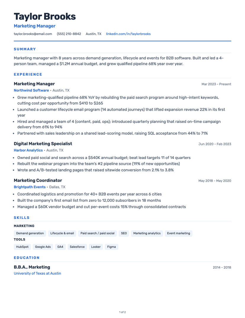 Classic resume template — ATS-friendly, free Word, PDF and Google Docs download