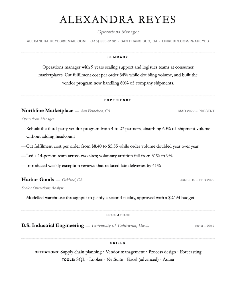 Dotted resume template — ATS-friendly, free Word, PDF and Google Docs download