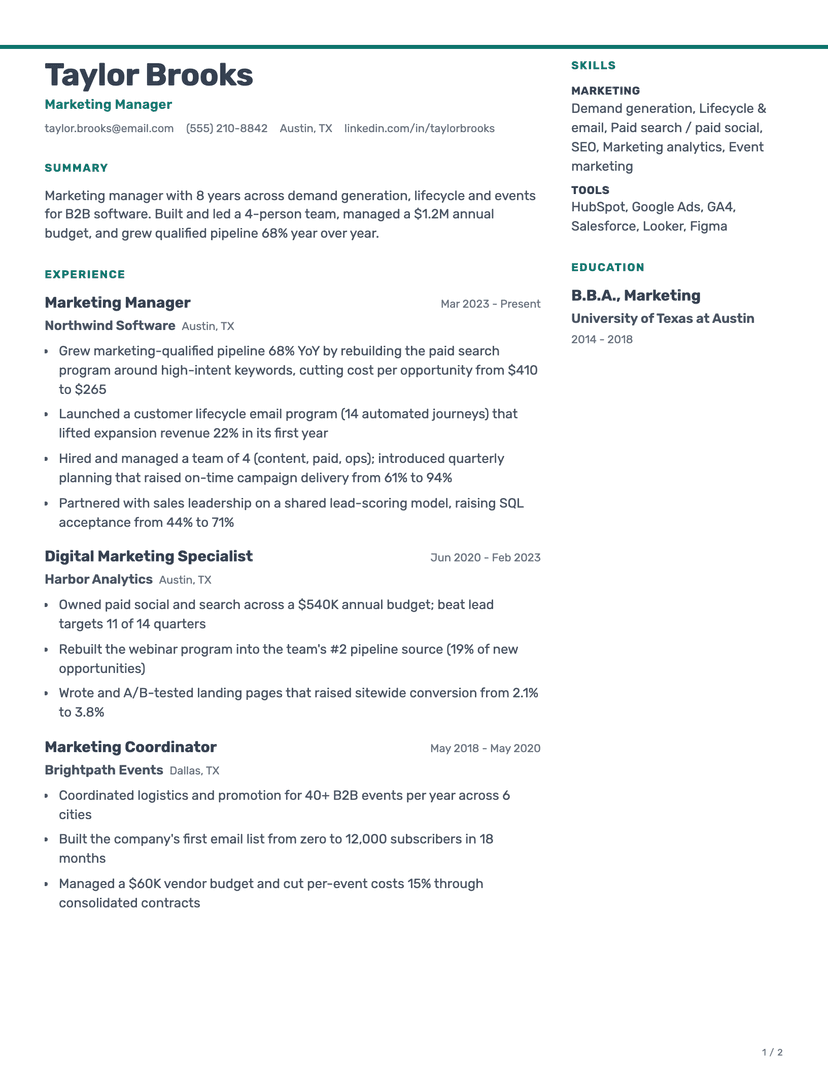 Halyard resume template โ ATS-friendly, free Word, PDF and Google Docs download