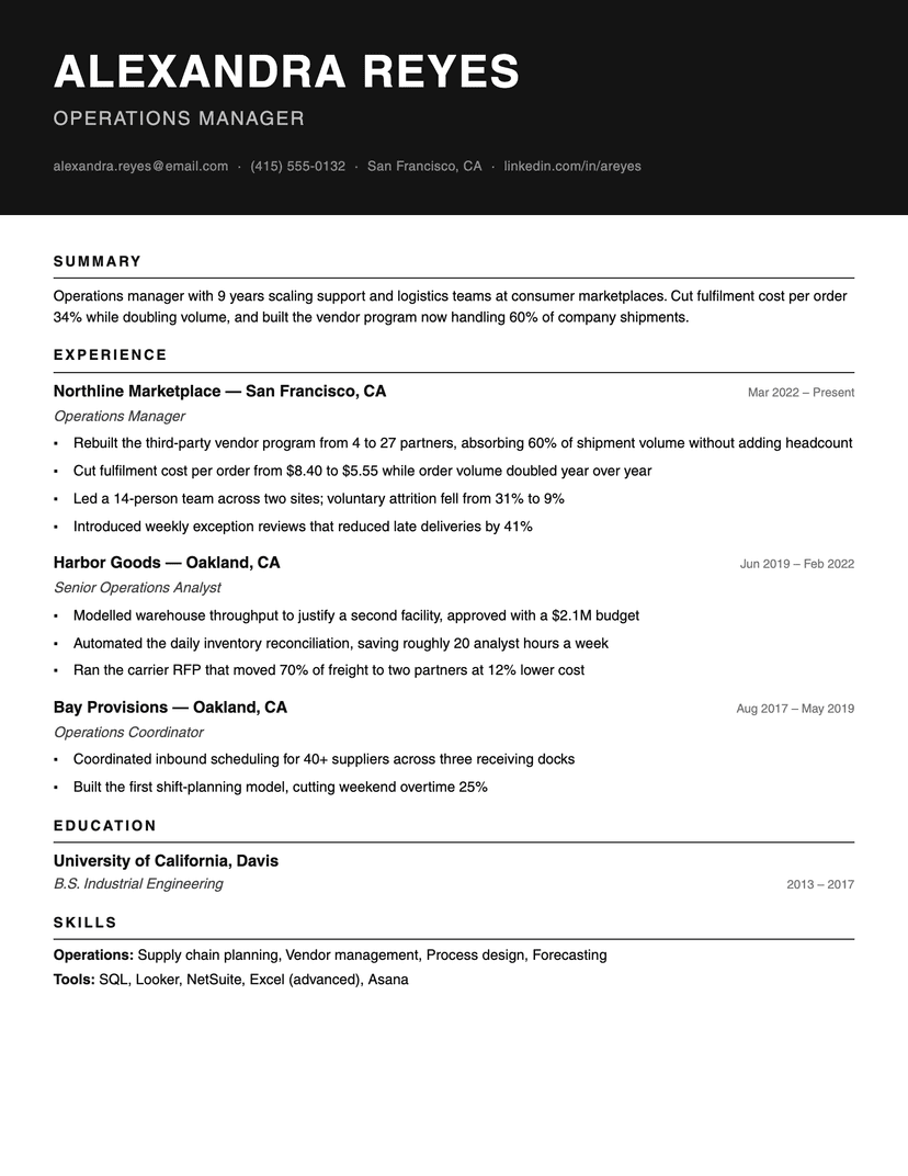 Ink Block resume template — ATS-friendly, free Word, PDF and Google Docs download