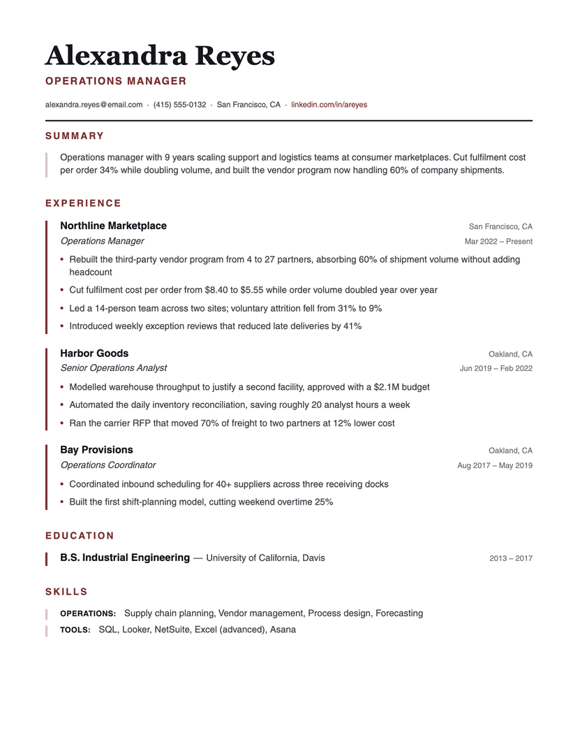 Left Rule resume template — ATS-friendly, free Word, PDF and Google Docs download
