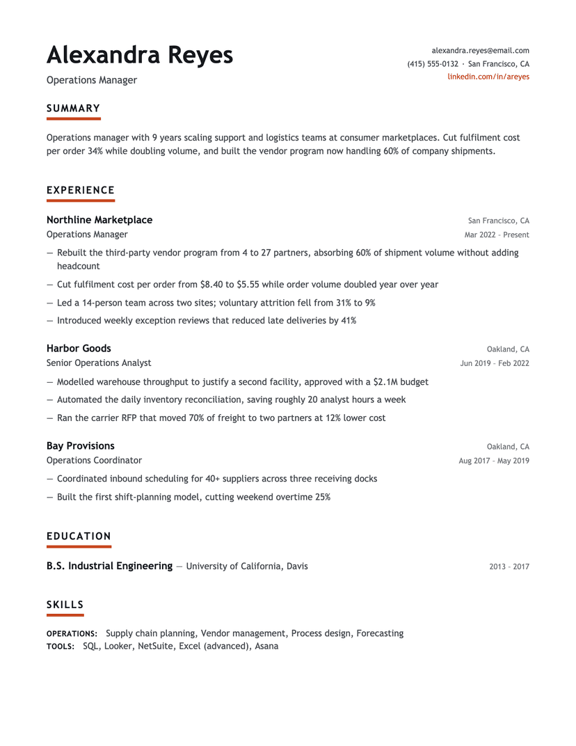 Underline Accent resume template — ATS-friendly, free Word, PDF and Google Docs download